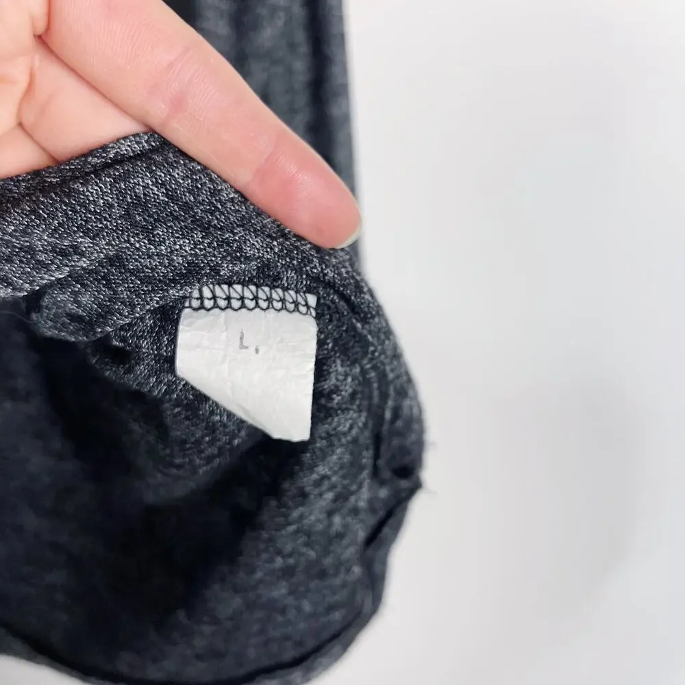 Toska Large L Heather Gray Lace Up Cold Shoulder Top Black Soft Knit Long Sleeve - Picture 6 of 6